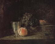 Silver peach red wine grapes and apple Jean Baptiste Simeon Chardin